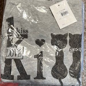 Gray kitty long sleeve sweater